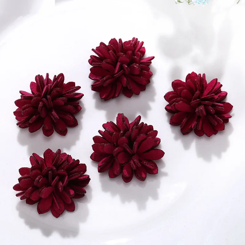 10Pcs Colorful Leather Fiber Flower Crafts Supplies DIY Jewelry Clothes Hat Brooch Pins Decoration Accessories Patches Appliques