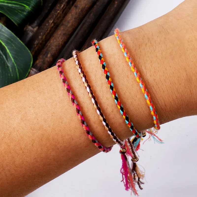 Adjustable Color Cotton Rope Tibetan Buddhist Love Lucky Charm Tibetan Thread Bracelets & Bangles For Women Men Handmade Rope