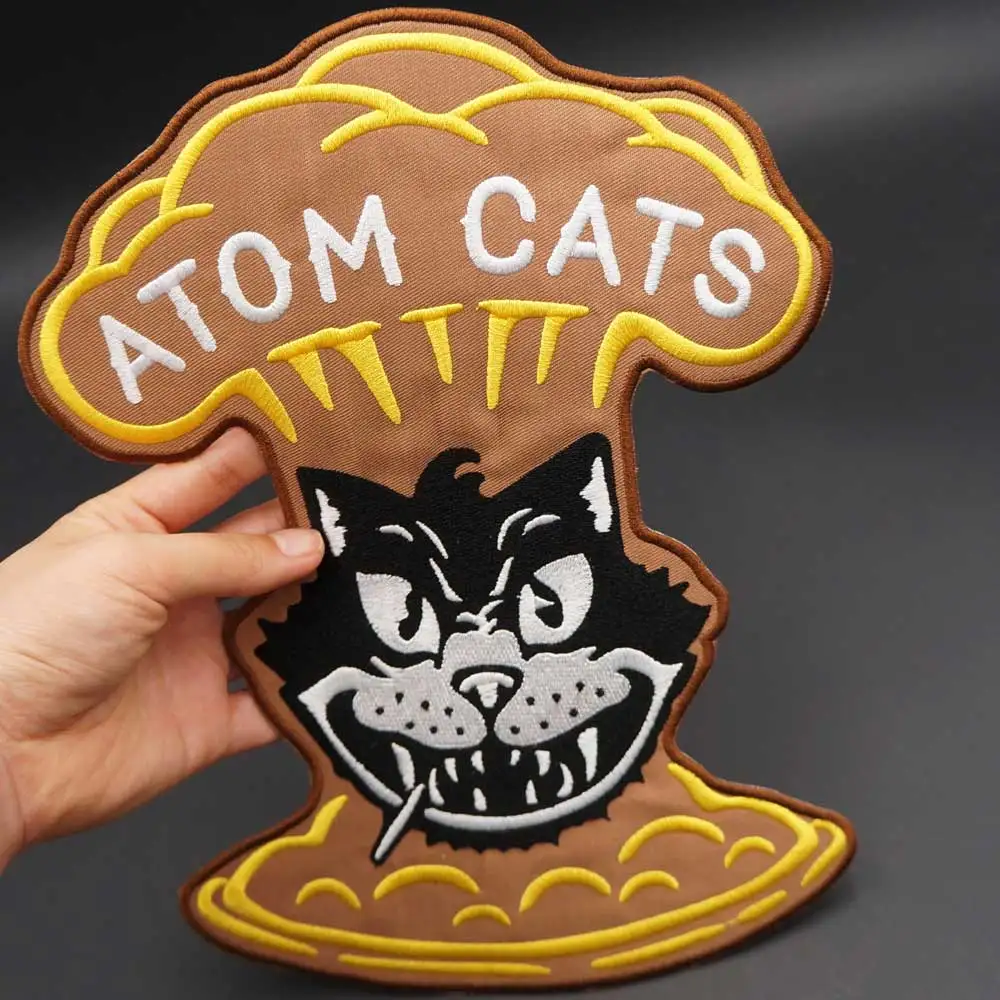 ATOM KATZEN Große Stickerei Biker Slowakisch Patch Aufkleber Für Kleidung