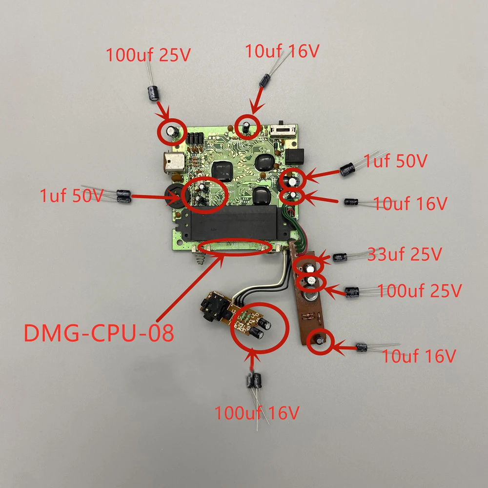 مجموعة مكثف بديلة لأجزاء إصلاح اللوحة الأم للعبة GB