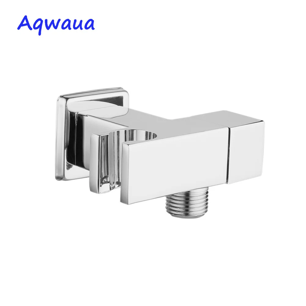 Aqwaua Water Stop Valve Faucet Angle Valve with Holder Toilet Switch Water Control Bathroom Accessories Chrome Plated