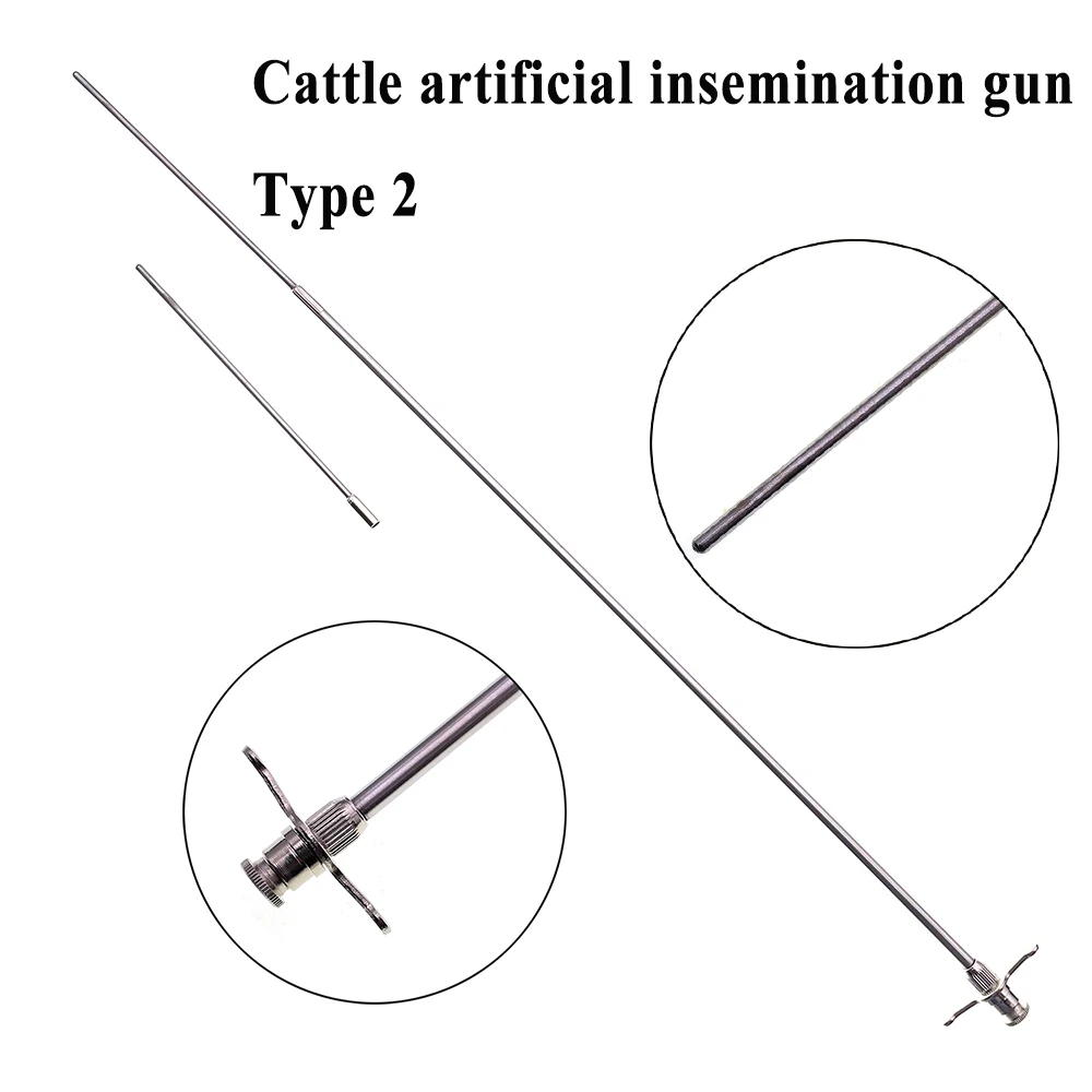 2PCS Cattle Cow Bovid Artificial Insemination Gun Catcher Pipe Tube Casing Needle Dairy Pasture Veterinary Equipment Tools