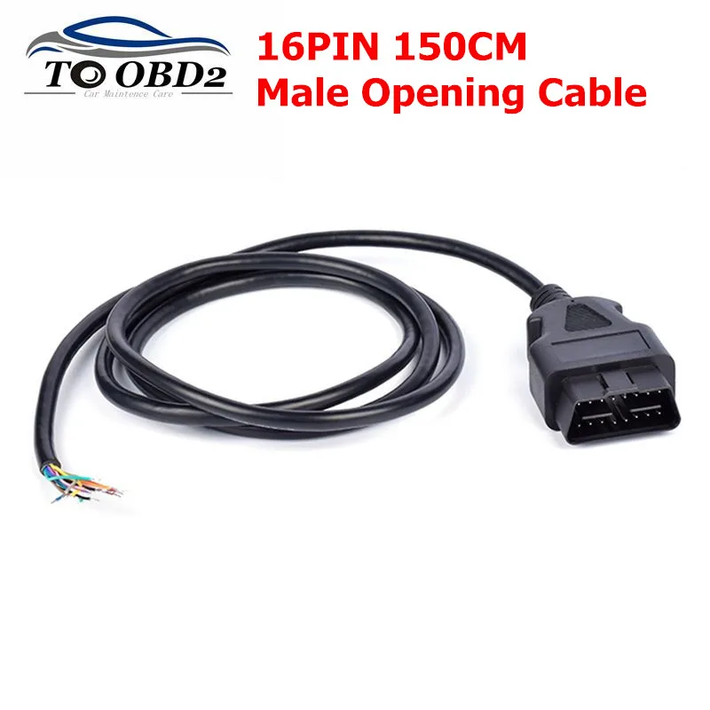 16 Pin 150CM Car Diagnostic Interface Adapter 1.5M OBDII OBD 2 OBD2 16pin Male Connector To Extension OBD 2 Opening OBD Cable