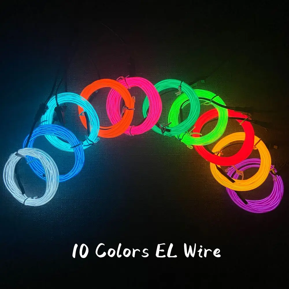 Tira de luces LED de neón Flexible para Interior de coche, 1M, 2M, 3M, 5M, 10M, decoración de fiesta, tubo de cuerda impermeable, ELWire