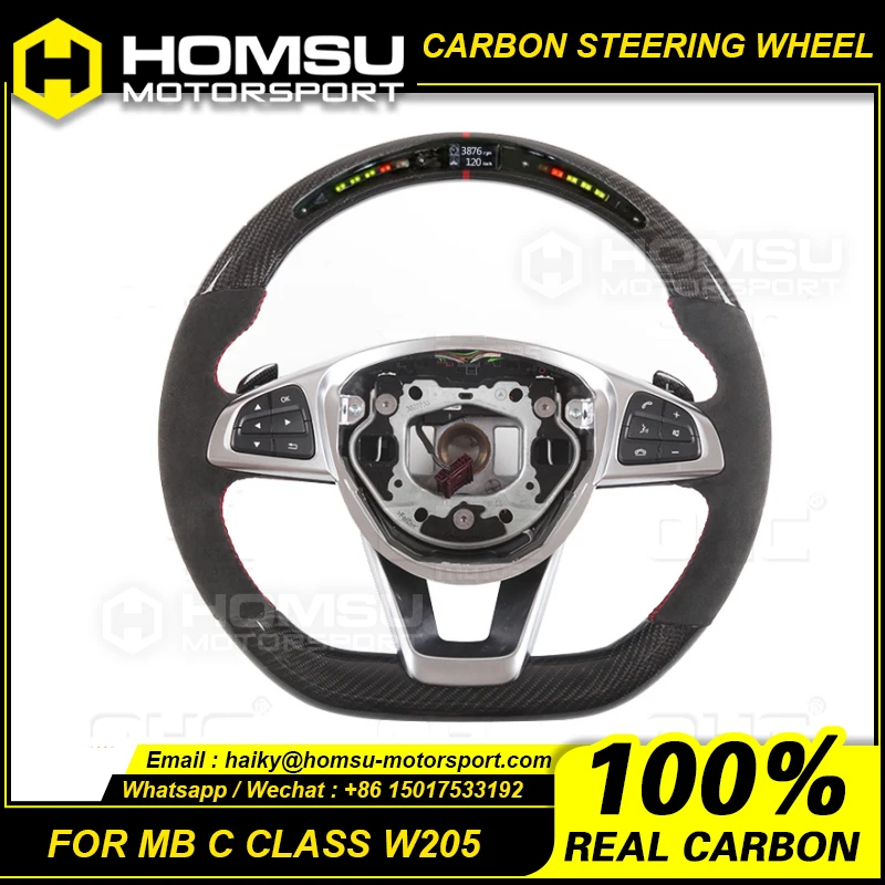 Auto Racing Car Steering Wheel Compatible With mercedes benz C Class W205 2015-2018 LED Carbon Fiber Steering Wheel Performance