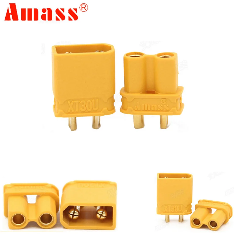 Amass – connecteur de prise antidérapant XT30U, mâle + femelle, doré, 2mm, mise à niveau de la prise XT30, 50 paires, 100 pièces/lot