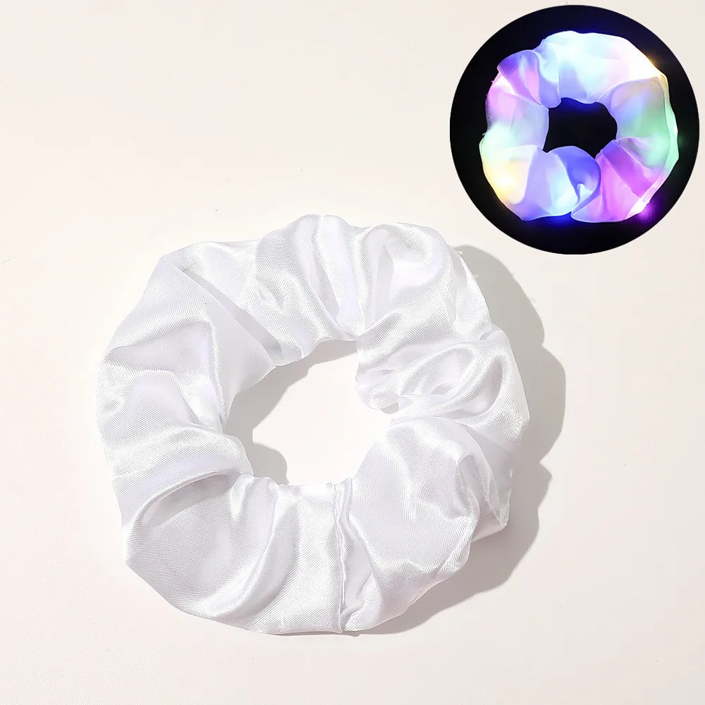 Fashion Mixed Color Hair Scrunchies For Woman LED large Hair Ring Bright Satin Hair Accessories Luminous Light Hair Accessories