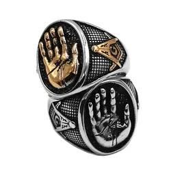 Hand Palm Masonic Ring Stainless Steel Jewelry Classic Mason Palm Biker Men Ring Gift Wholesale 992B