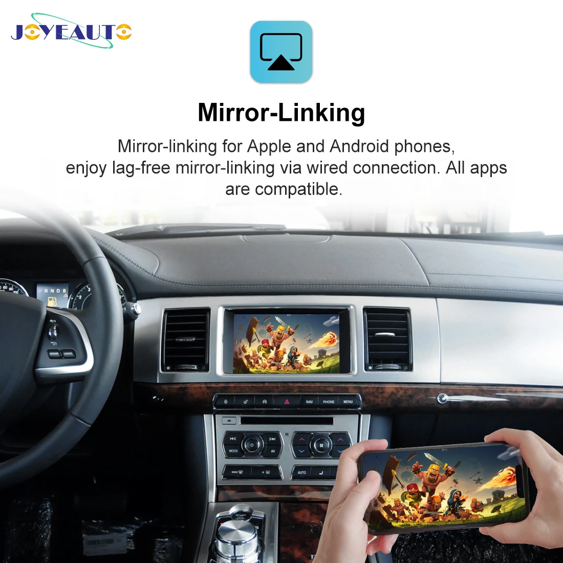 Joyeauto For Jaguar XF XE F-Pace 2012-2018 Wireless Apple CarPlay Android Auto Car Play Aftermarket Retrofit Kit Box Mirror-Link