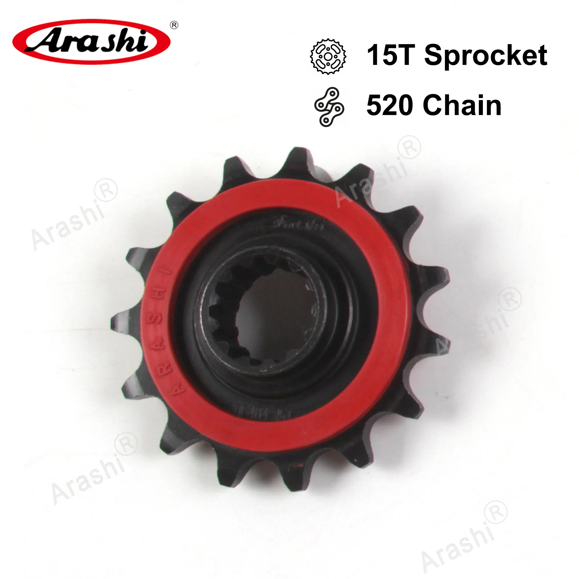 Arashi 15T 520 Rubber Cushioned Steel Front Sprocket For KAWASAKI Z800 / ZR800 / Z800E 2013 2014 2015 2016 Chain Sprockets Z 800