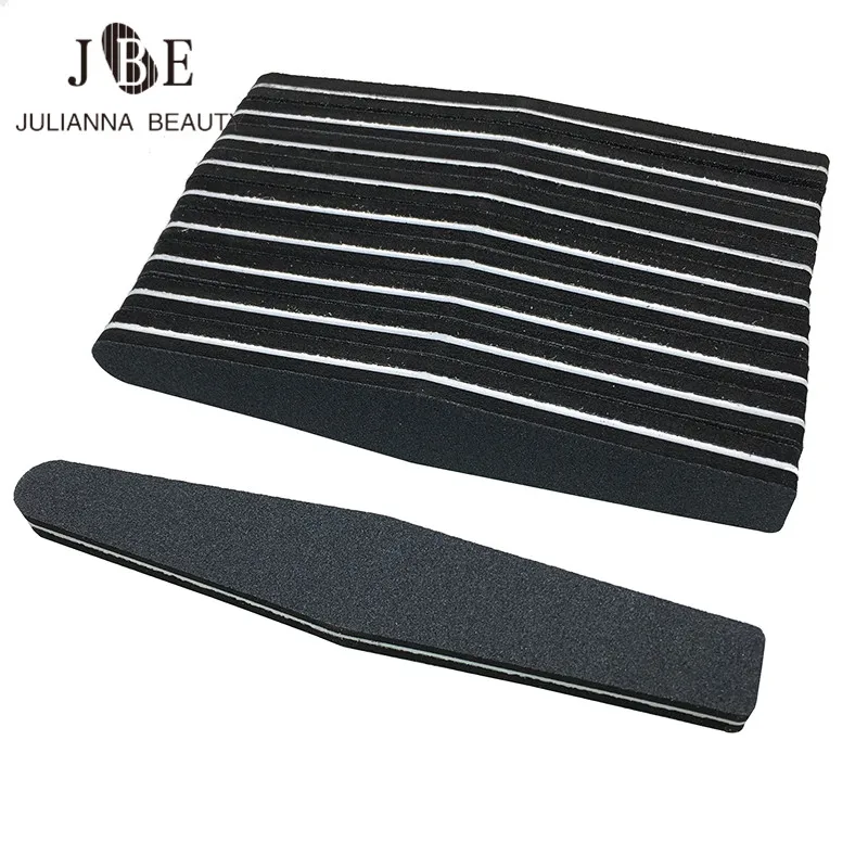 100Pcs Black Nail Files Sponge Diamond Nail Buffer 100/180 Sandpaper Polisher Manicure Pedicure Glitter Salon Nail Art Tools