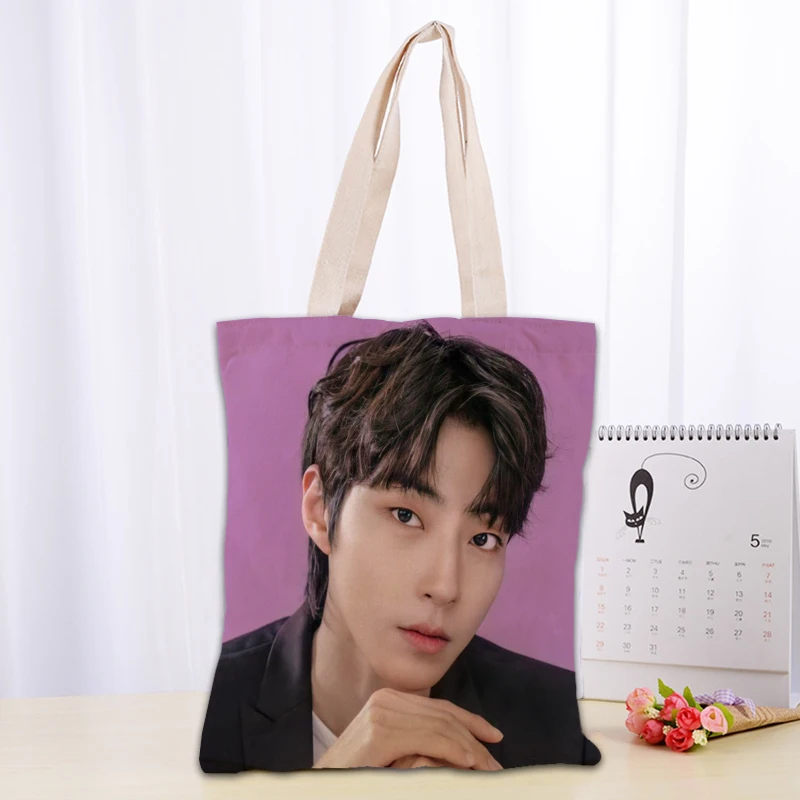 KPOP Hwang In Yeop Tote Bag Women Canvas Fabric Bags Eco Reusable Shopping Bags Traveling Beach Casual Useful Shoulder Bag