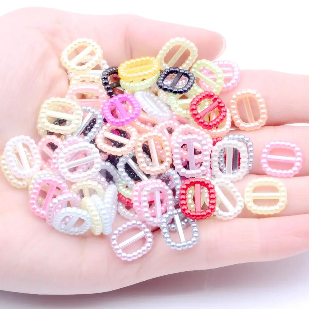 Imitation Pearls Beads Rectangle Buckle 12x10mm Heart-shaped 17x14mm Sewing Button Invitation Ribbon Slider DIY Material