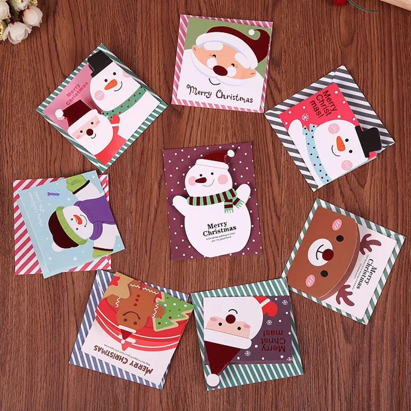 

128 pcs/lot Merry Christmas Greeting Cards Santa Claus Snowman Postcard Envelope Paper Card Christmas Festival Decoration Card