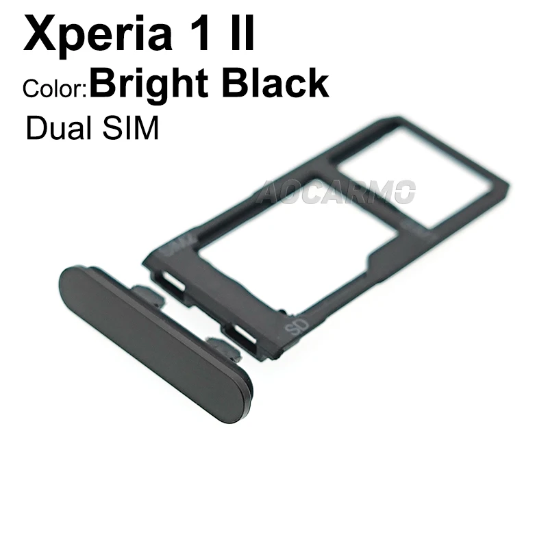 Aocarmo For Sony Xperia 1 II / X1ii XQ-AT52 XQ-AT51 SO-51A Mark 2 Dual SIM Card Holder Tray Slot With Cover Dust Plug