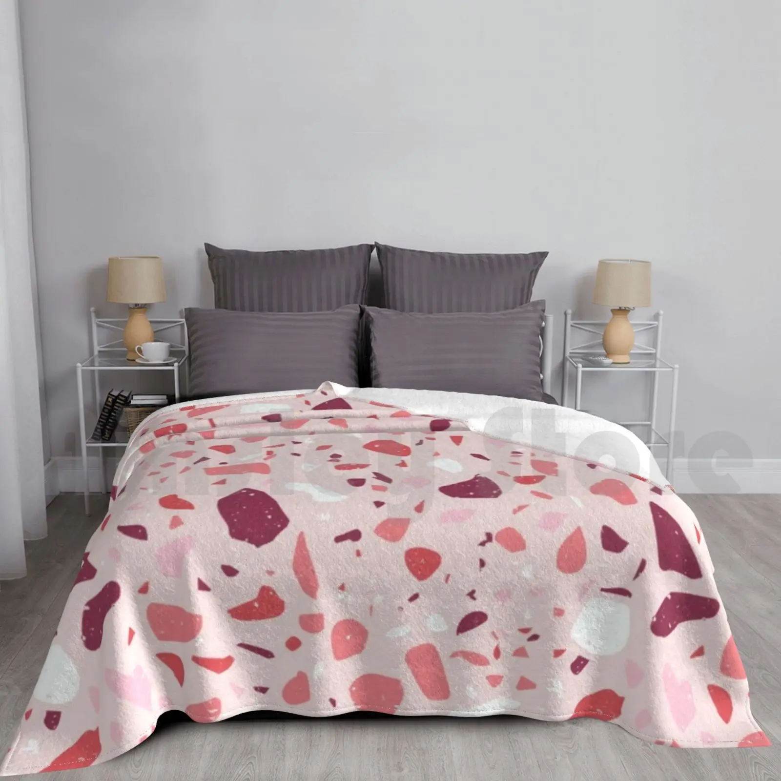 Blanket Terrazzo Pattern In Shades Of Pink 946 Pink White Pink Magenta Coral Fuchsia