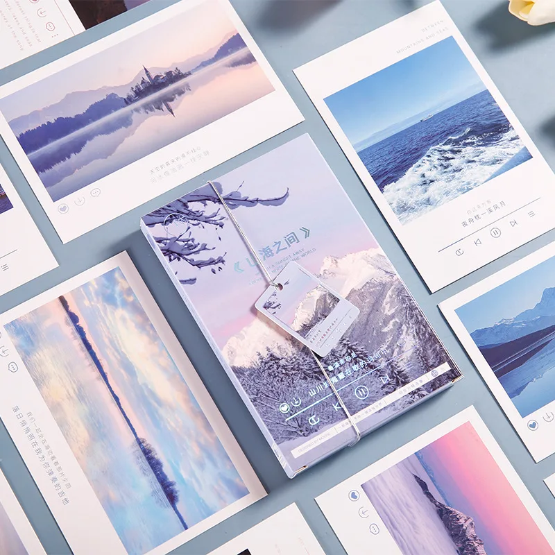 30 Pcs/Set Between Mountain and Sea Series Postcard INS Style Scenery Greeting Blessing Cards DIY Journal Decoration