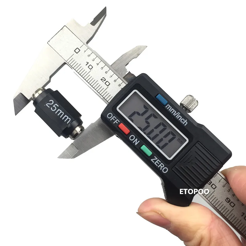 Imagem -04 - Polegada de Digital Caliper Eletrônico Digital Vernier Caliper Aço Inoxidável 25 Peças Lote 0100 mm