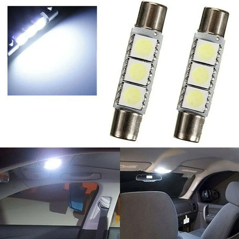 

4Pcs LED 3SMD 5050 Car Light Bulb White Kit for Car Sun Visor Vanity Mirror Fuse Light Auto Lamps Accessories Parts