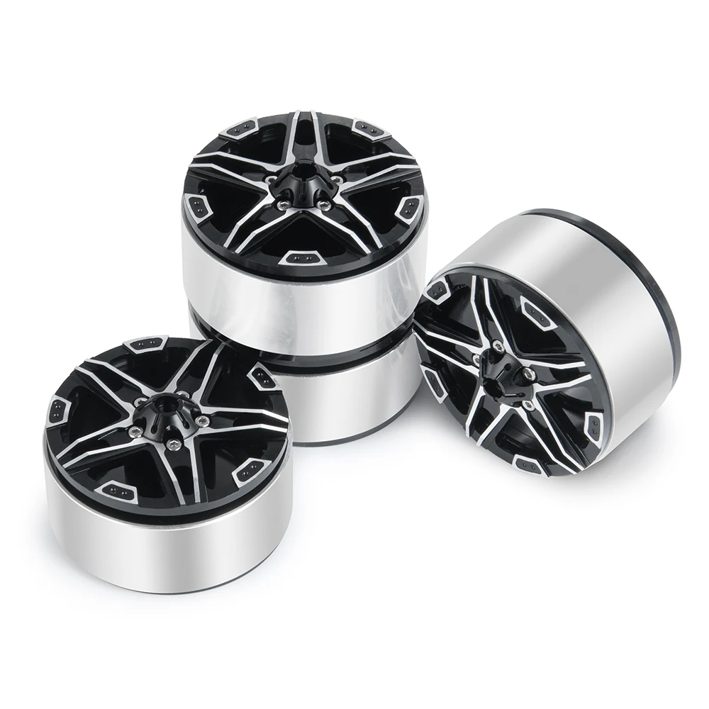 AXSPEED Five-pointed Star 1.9 Inch Alloy Metal Beadlock Wheel Rims for Axial SCX10 D90 CC01 TRX-4 1/10 RC Crawler Car Model Part