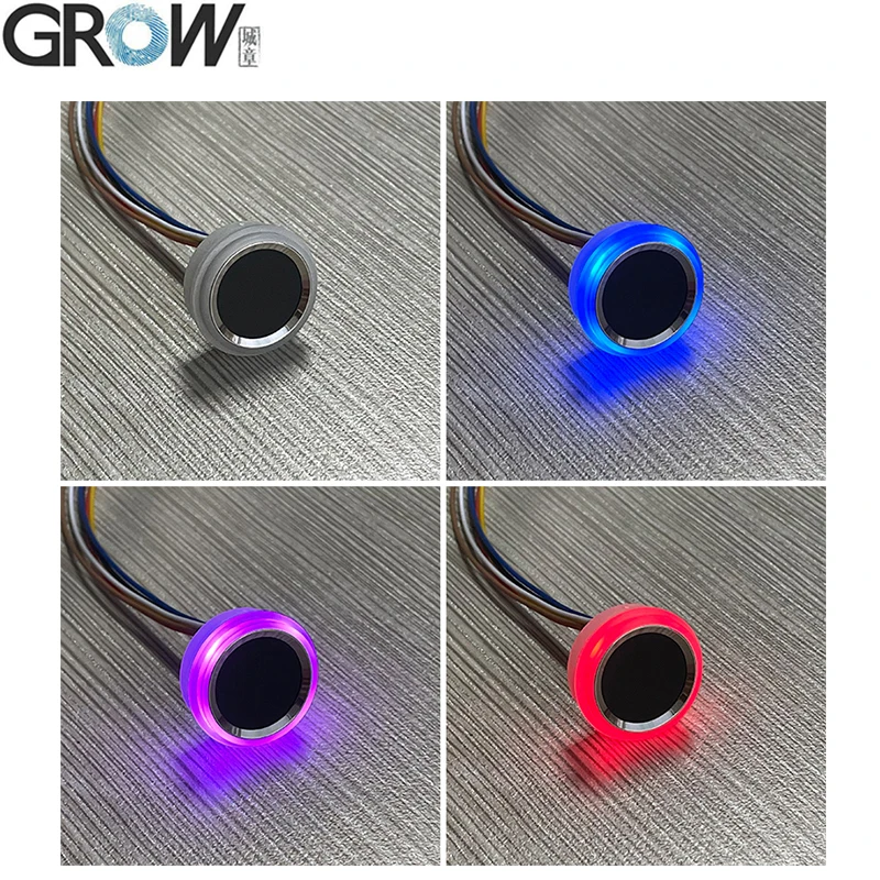 GROW R502-F RGB LED Waterproof Small DC3.3V Diameter 21.5mm SH1.0-6pin Capacitive Round LED Fingerprint Module Sensor Scanner