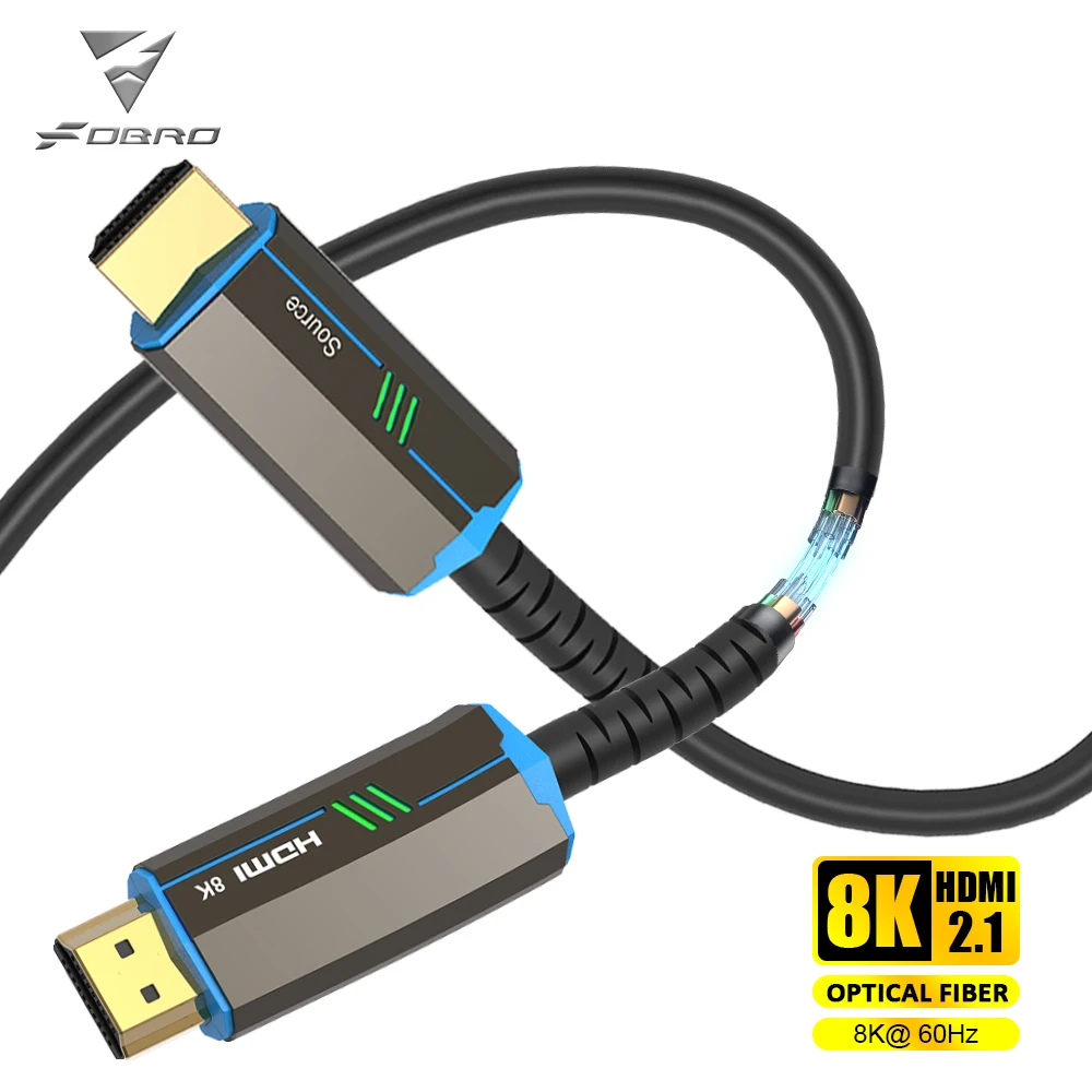 

FDBRO 8K HDMI 2.1 Cable Fiber Optic Hdmi Cable 120Hz 48Gbps HDR HDCP for HD TV Box Projector Ps3/4 Ultra High Speed Computer