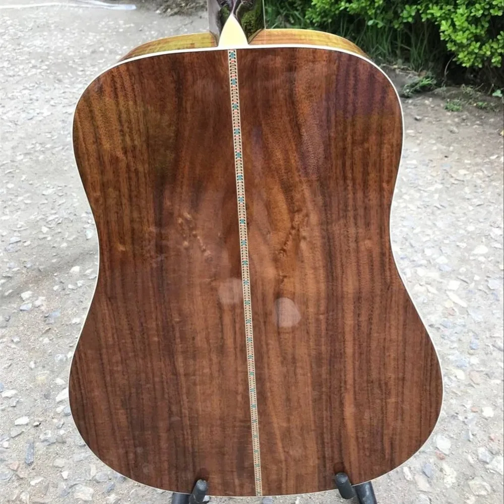 free shipping wholesale D shape dreadnought guitar koa wood acoustic guitar with dot inlay best guitar