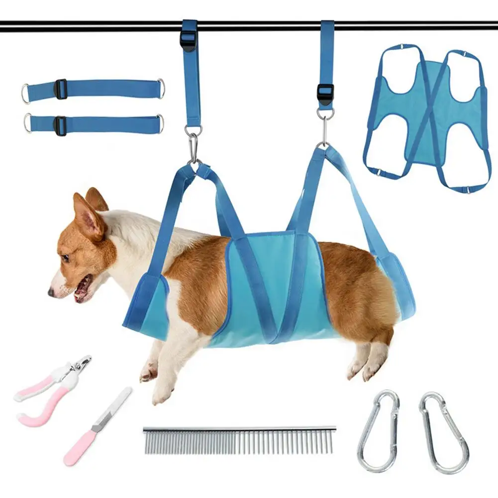 Pet Grooming Hammock Breathable Grooming Harness Set For Pets Dog Cat Grooming Helper For Bathing Washing Grooming And Trimming