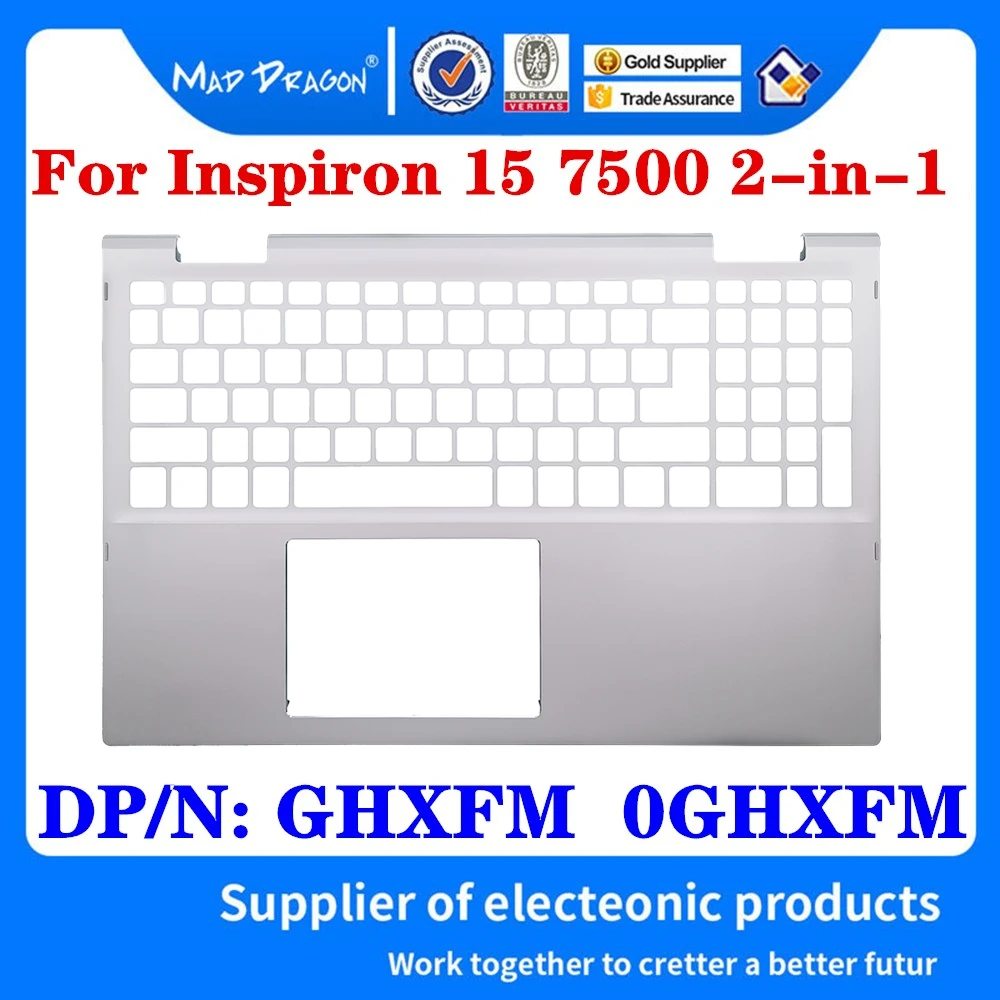 New GHXFM 0GHXFM 460.0K304.0001 For Dell Inspiron 15 7500 2-in-1 Laptop Palmrest Upper Cover Case Keyboard Layout ​Shell Silver