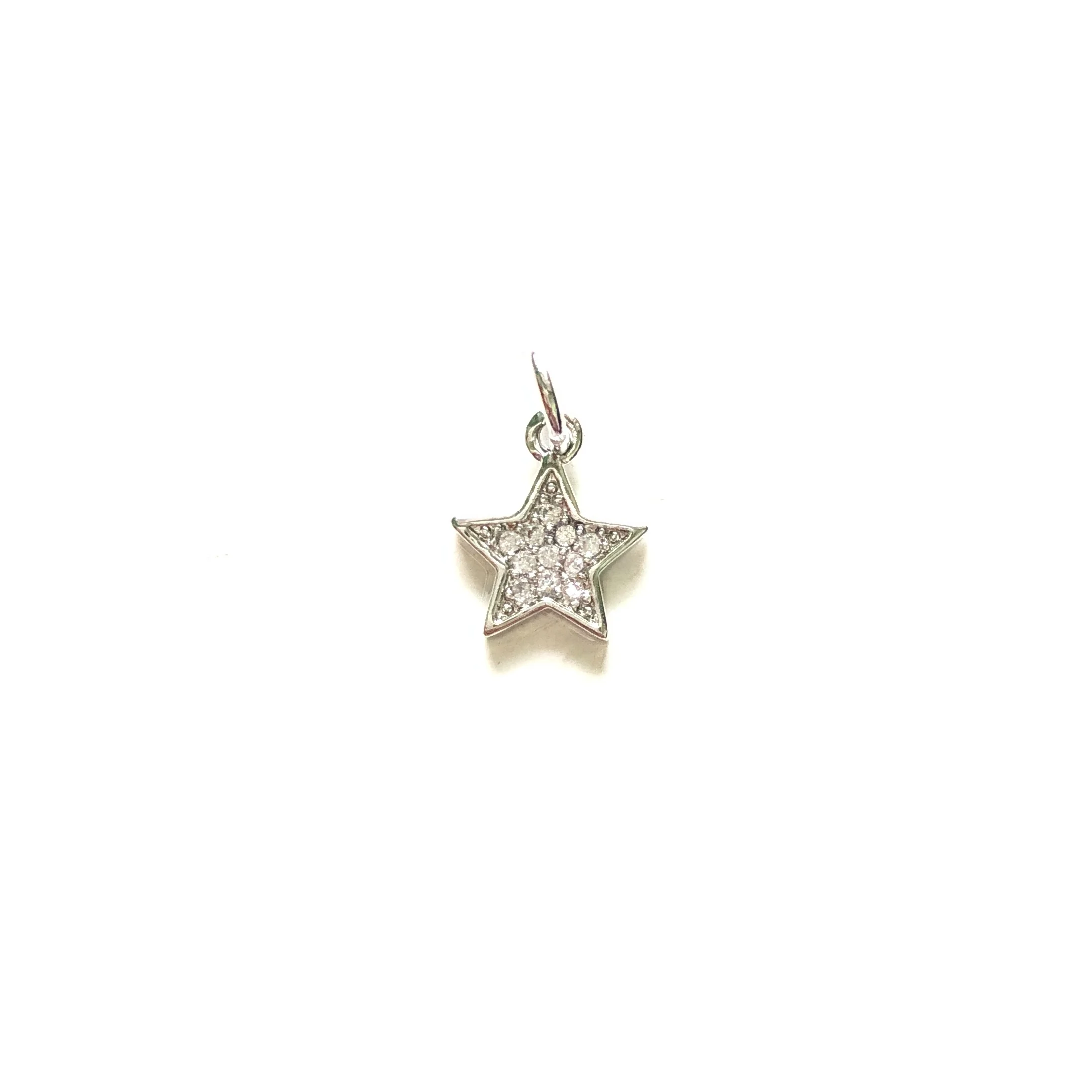 5pcs Small Size Zirconia Paved Star Charms for Bracelet Necklace Earring Making Exquisite Pendant for Handmade Jewelry Accessory