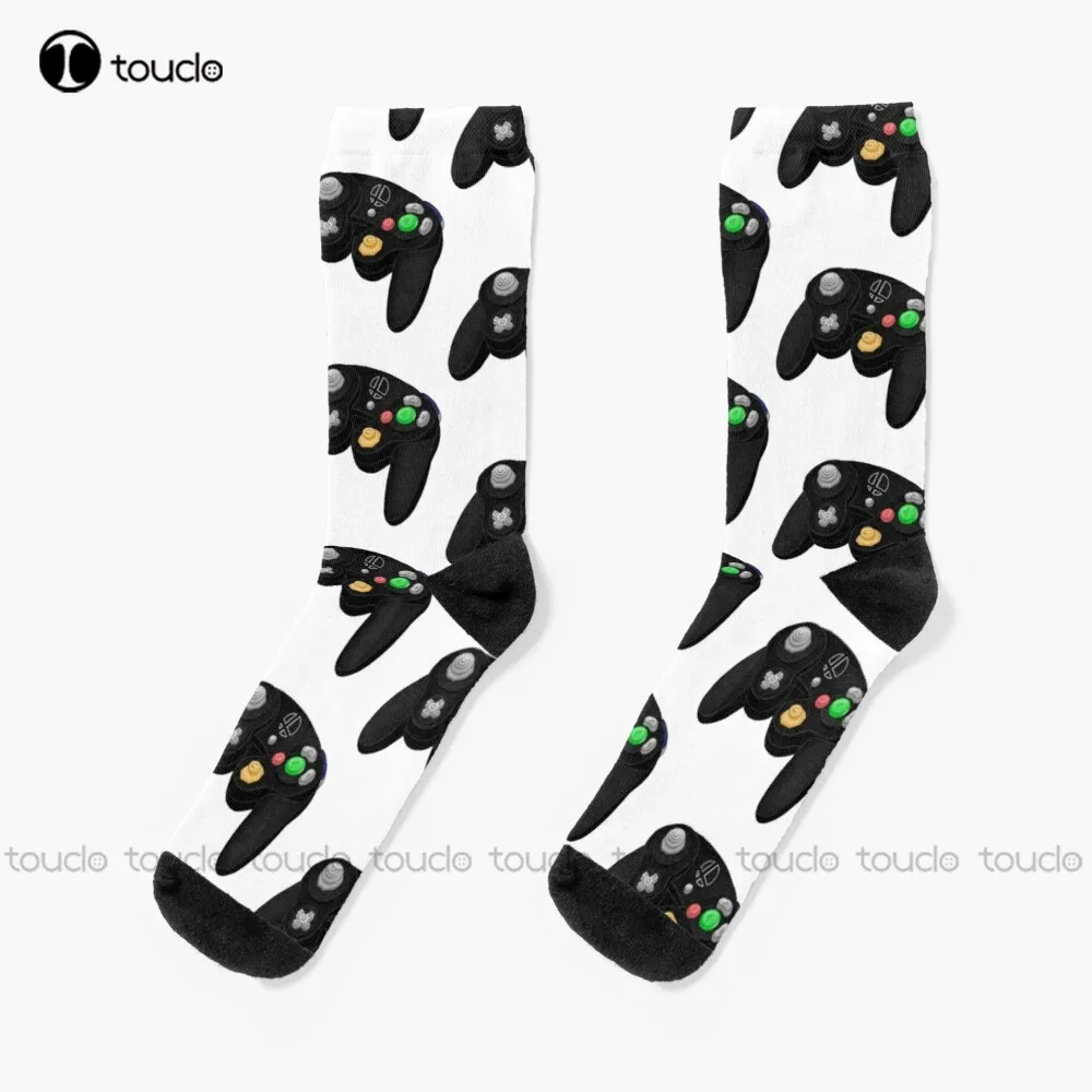 Black Gamecube Controller Socks Black Socks For Women Personalized Custom Unisex Adult Teen Youth Socks 360° Digital Print Gift