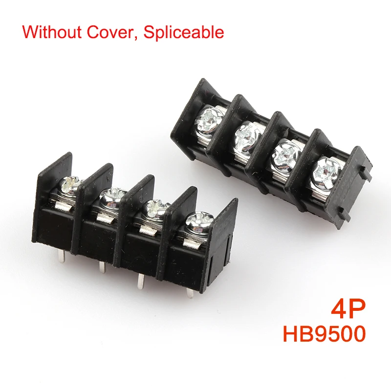 10Pcs HB-9500 2P/3P/4P 300V30A 22-12AWG 9.5mm Splice-able Screw PCB Mount Barrier Wire Terminal Block Connector without Cover