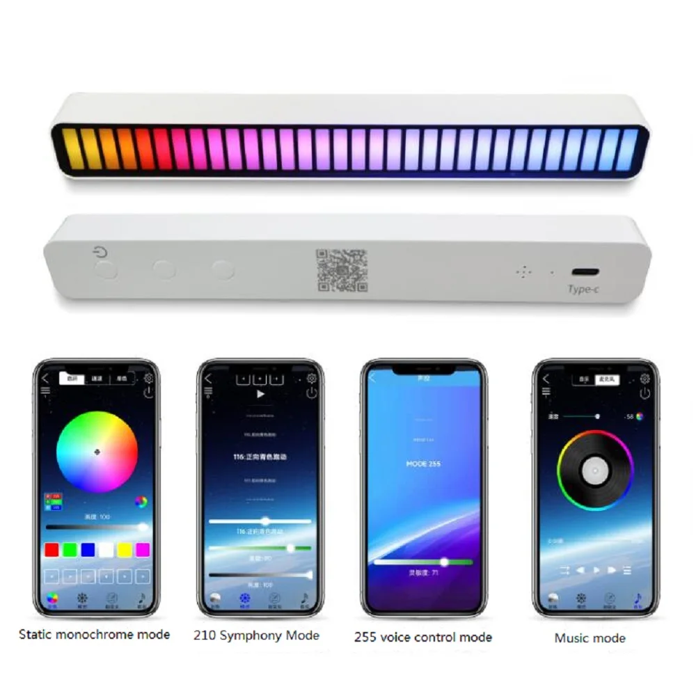LED Strip Light Sound Control Pickup Rhythm Light Music Atmosphere Light RGB Colorful Ambient Light USB APP Control Novelty Ligh