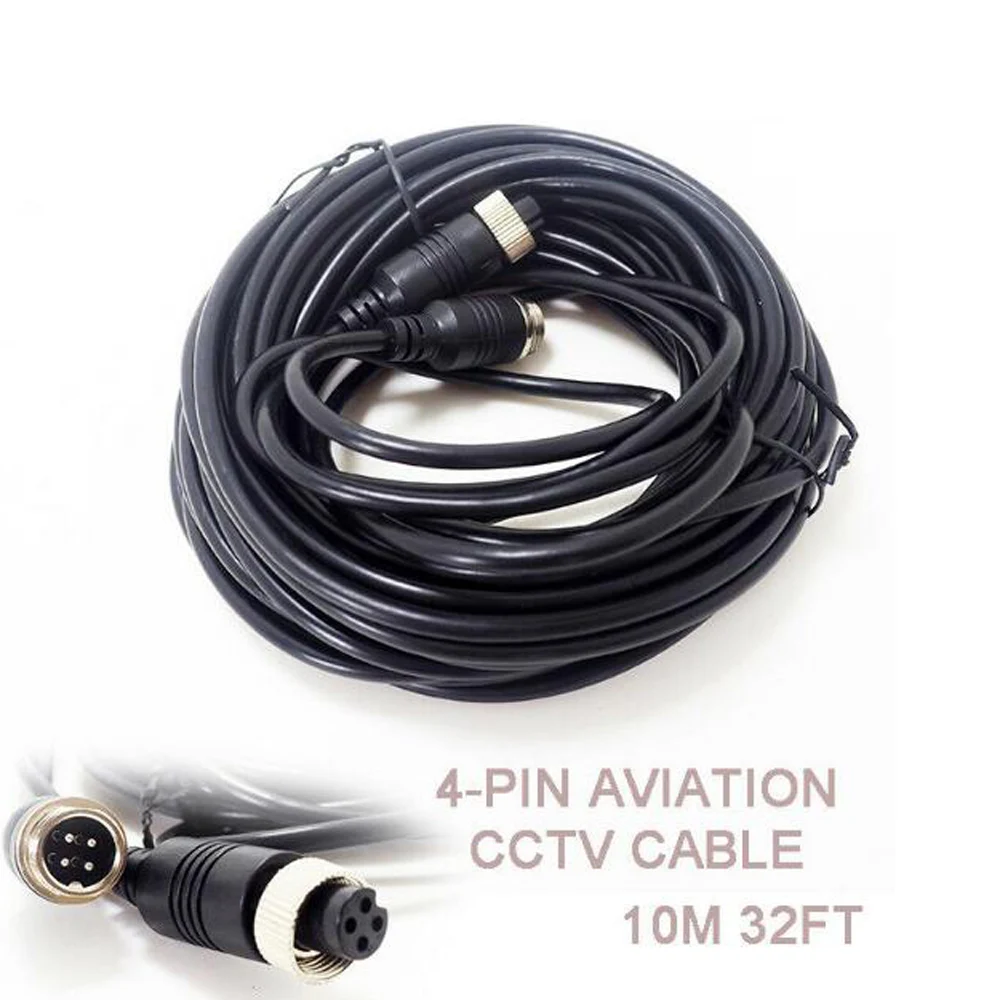 Cable de extensión de aviación de 3m / 5m / 6m / 7m / 10m /15m, 32 pies, 4 pines, para cámara de visión trasera de coche, camión y remolque