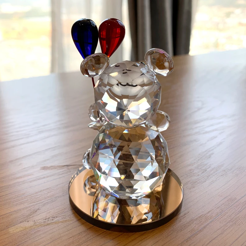 Crystal Bear Paperweight Car Ornament Decor Glass Animal Bear Figurines Home Table Wedding Decor Christmas Gift