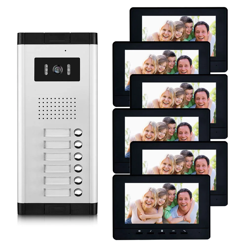 6-12 Units Apartment intercom system Video Door Phone Door Intercom HD Camera 7" Monitor video Doorbell for 6-12 Household