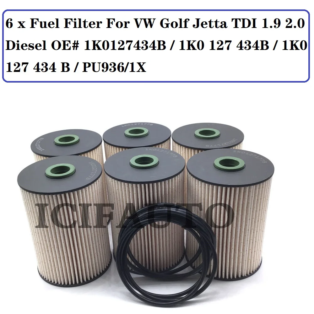 2/4/6 Pieces PU936/1X Engine Fuel Filter for VW Golf Jetta TDI 1.9 2.0 Diesel OE# 1K0127434B / 1K0 127 434B / 1K0 127 434 B