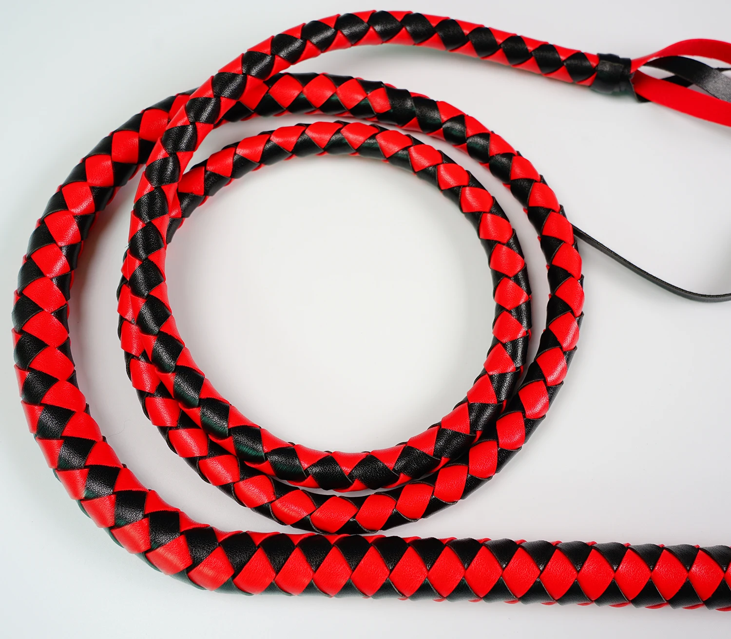 190CM Leather Horse Whip Bull Whip, 4 Plait Bullwhip, 6 Feet - Color Choice: White or Red