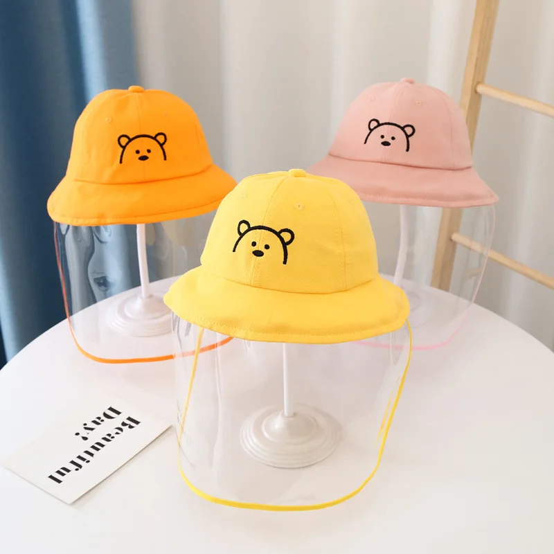 Baby anti-droplet cap summer thin male and female baby detachable fisherman hat child face mask cover face protection