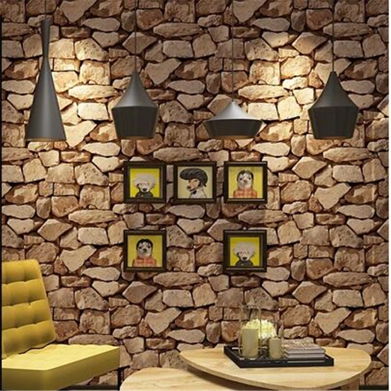 

WELLYU Upscale Retro personality stone pattern marble culture stone wallpaper living room bar coffee shop brick wallpaper