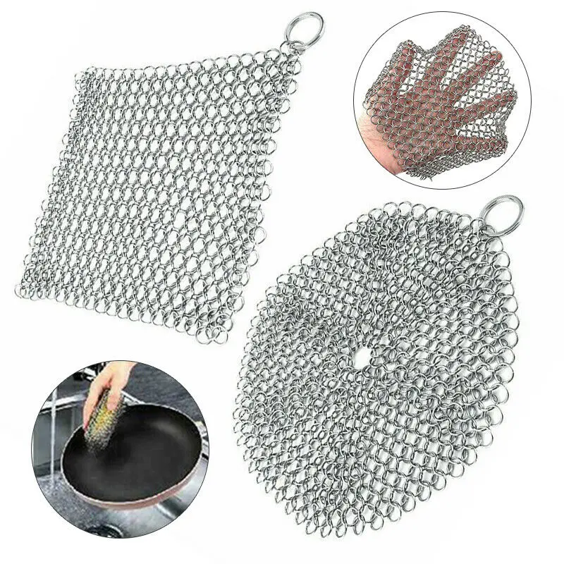 1 Pcs Stainless Steel cleaning brush Finger Cast Iron Cleaner Chain Mail Palm Brush Scrubber Brush Kitchen Wash Tool