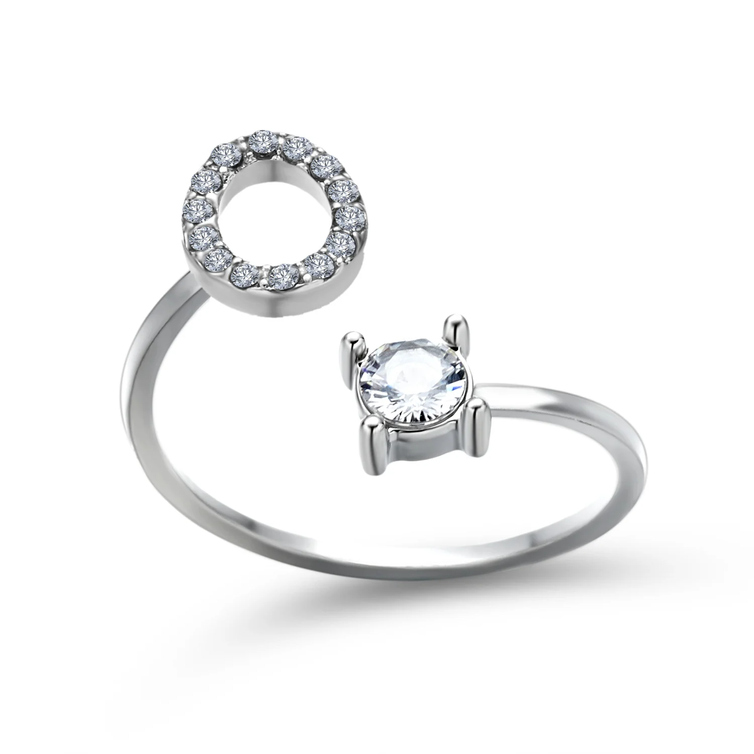 Kreative A-Z Alphabet 26 Brief Ringe Personlity Initial Name Offene Ringe Silber Farbe Strass Finger Ring Partei Schmuck Geschenk – Detail 16
