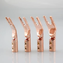 4PCS Audiocrast pure copper Y Spade Connector plug,Rhodium plated Fork connectors plug,loudspeaker cable connector plug ,speaker