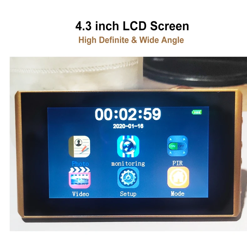 Auto Record Electronic Ring Night View Digital Door Viewer Entry Home Security Video Peephole Doorbell Camera Video-eye