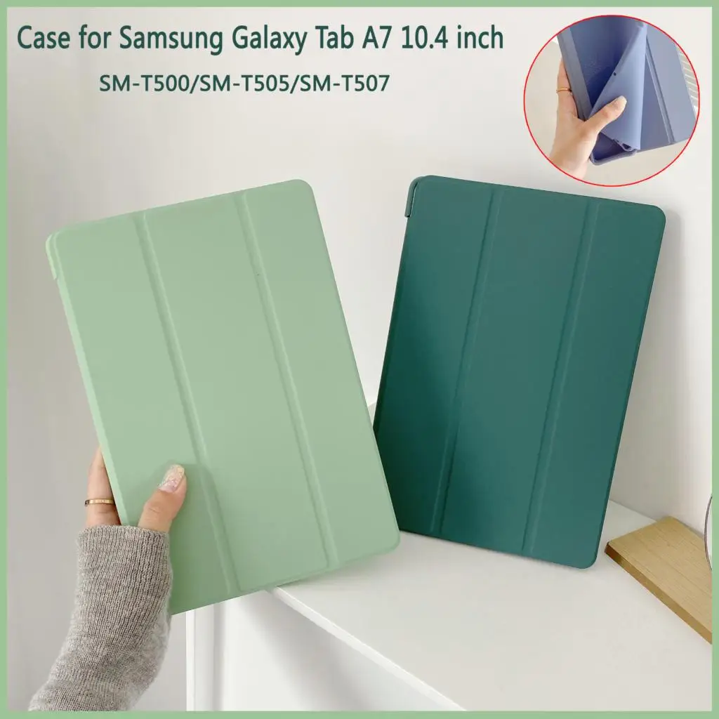 Case for Samsung Galaxy Tab A7 10.4 inch 2020 SM-T500 T505 Tablet Adjustable Folding Stand Cover Smart Sleep Wake TPU soft shell