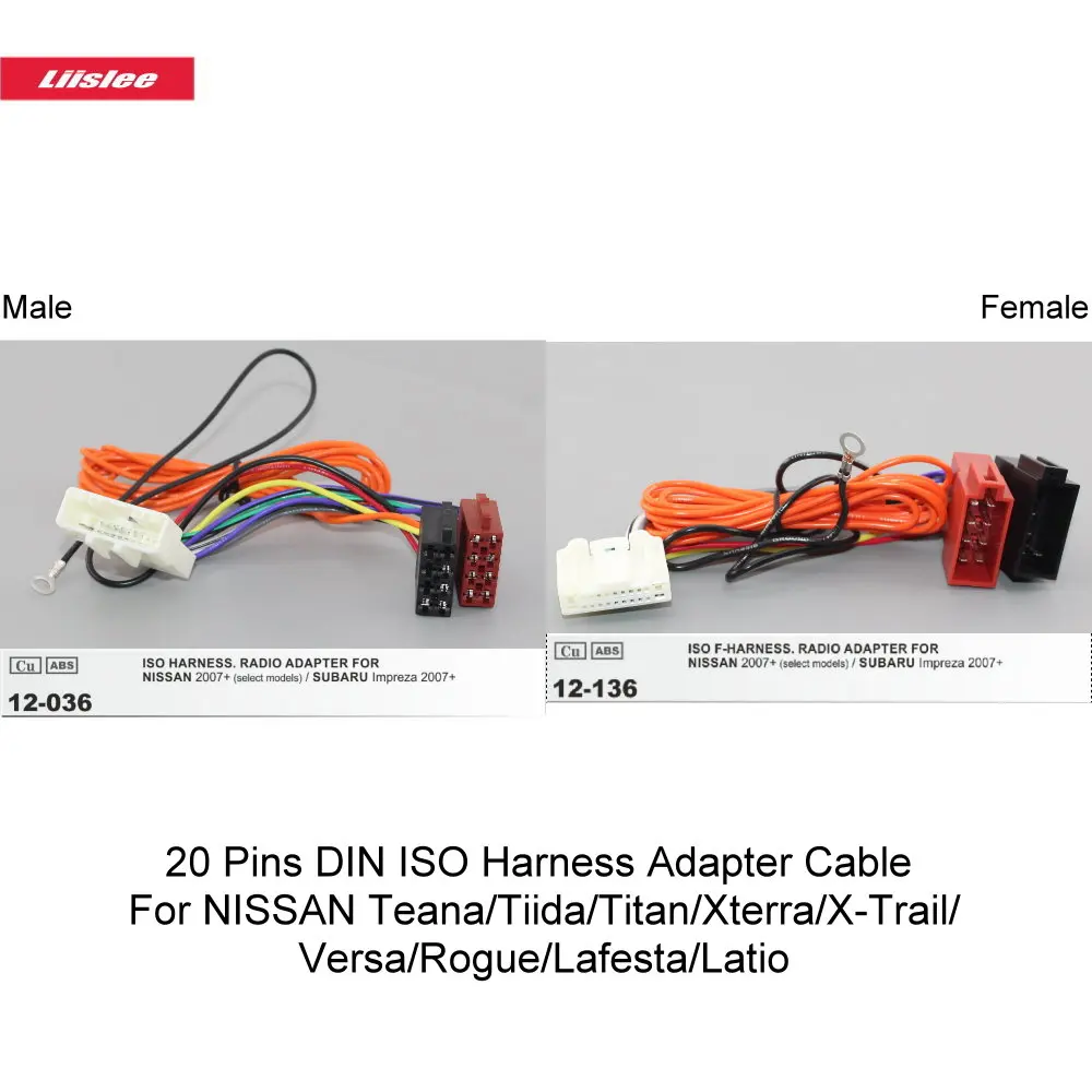 

20 Pins DIN ISO Harness Adapter Cable For NISSAN Teana/Tiida/Titan/Xterra/X-Trail/Versa/Rogue/Lafesta/Latio