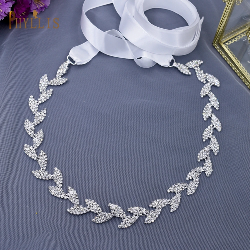 S08 Fashion Rhinestone Bridal Belt Crystal Wedding Dress Accessories Diamond Bride Belt Sash Silver Wedding Applique Sash Belt