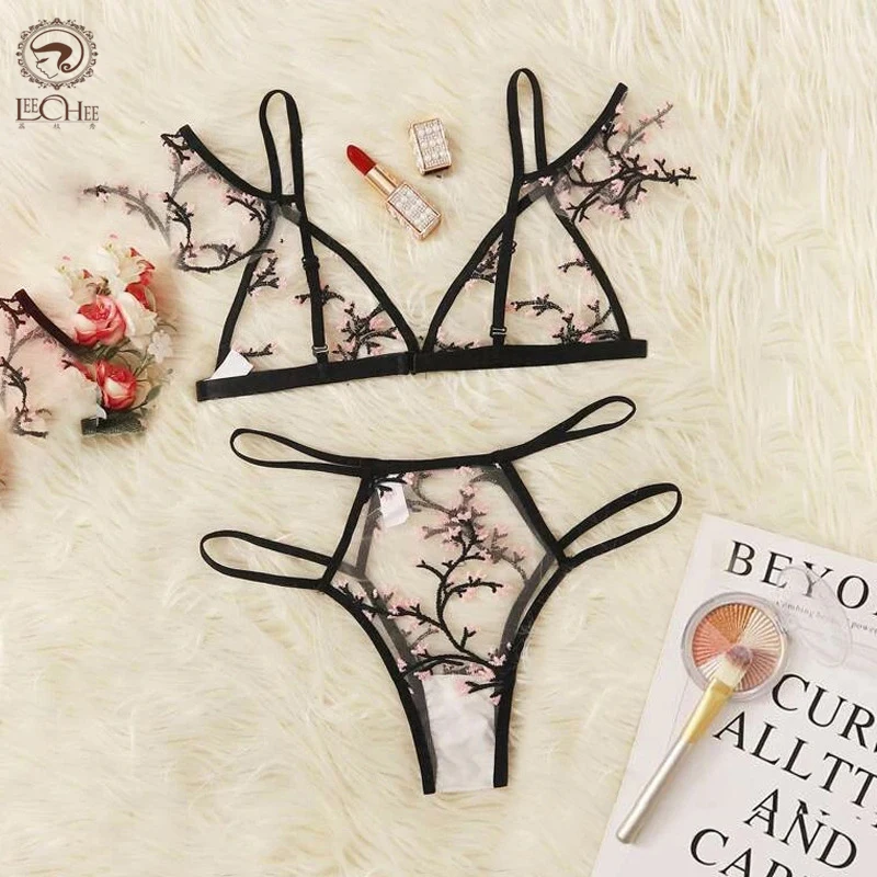 3 Color Sexy Lingerie Set Sexy Women\'s Underwear Set Lace Bra And Panty Set Embroideried Brassiere Thong Underpants Sexy Bra Set