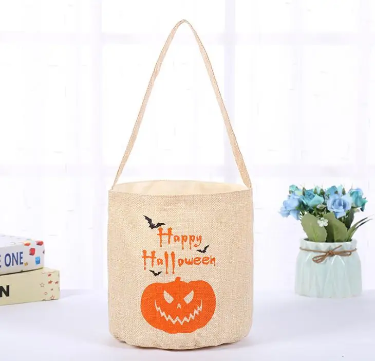 

120pcs Halloween Bucket Monogrammed Canvas Bag Personalized Trick or Treat Bag Pumpkin Pail Basket Gift Pouch 6 Designs SN2304