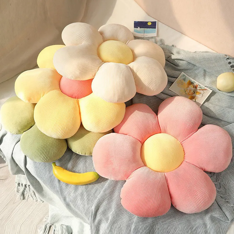 Fresh Colorful Daisy Flower Plush Pillow Toy Soft Cartoon Plant Stuffed Doll Chair Cushion Car Pillow Kids Lovers Birthday Gift